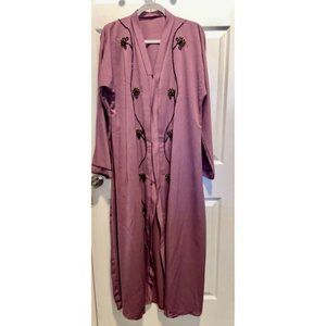 Unbranded Women's Pink and Black Embroidered Flower Modest Maxi Abaya Size M